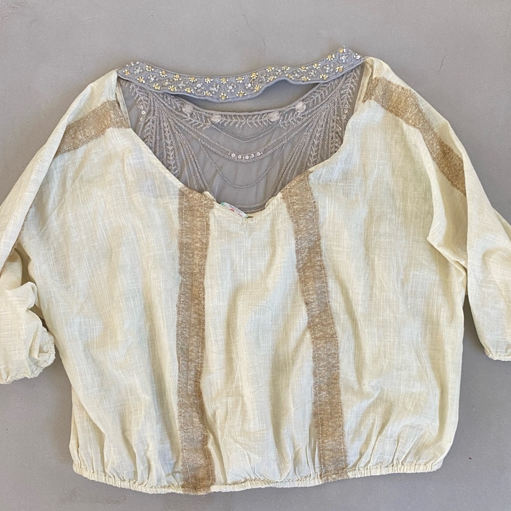 Free People Beaded Low Back Embellished Blouse - med - Picture 10 of 13